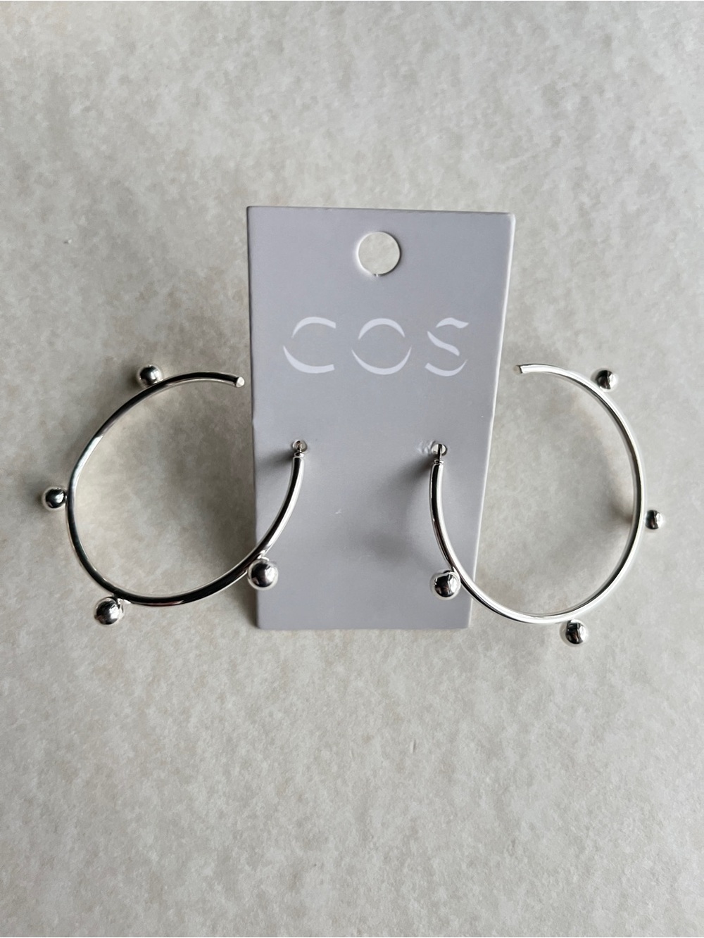 COS Silver Hoop Earrings with Bead Accents